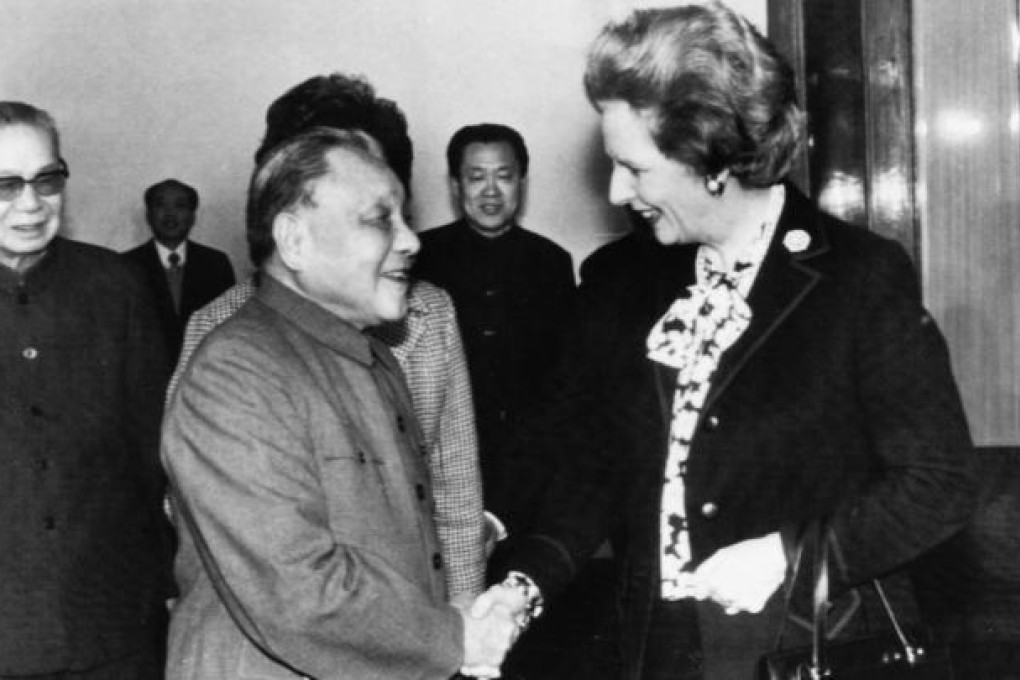 Deng Xiaoping greets Margaret Thatcher in the Great Hall of the People before the signing of the Joint Declaration. Photos: Xinhua