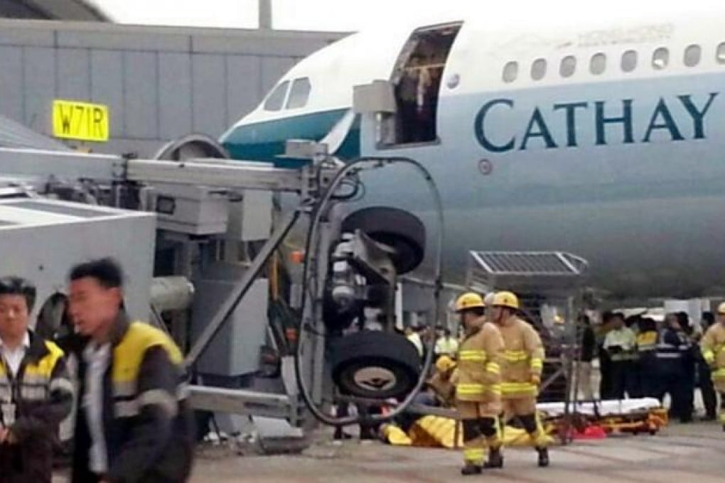 Passengers had already boarded the plane when the airbridge fell.