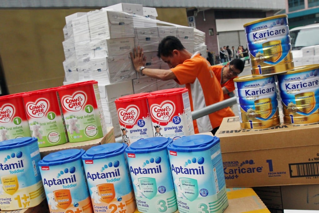 Part of the HK1.1 million worth of infant milk powder seized by customs officials in Sheung Shui on Monday. Photo: David Wong