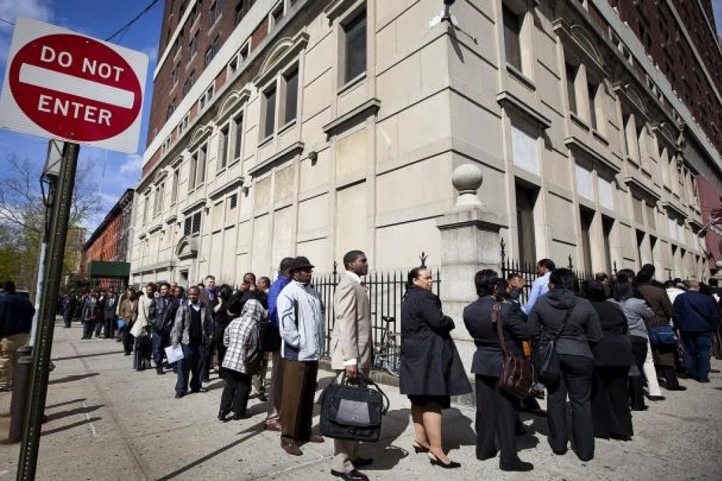 Fewer Americans are joining the long queue for jobs as they give up on a labour market in which wages have stagnated. Photo: Bloomberg