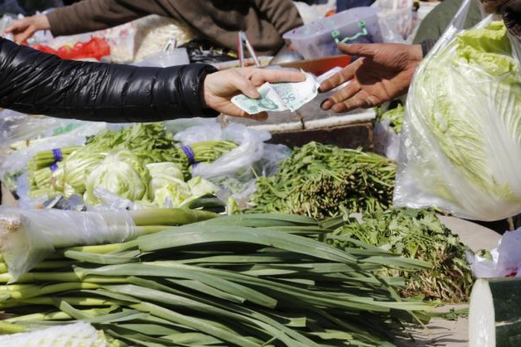 Food prices on the mainland fell last month from February but they rose less than expected compared with March last year. Photo: Reuters