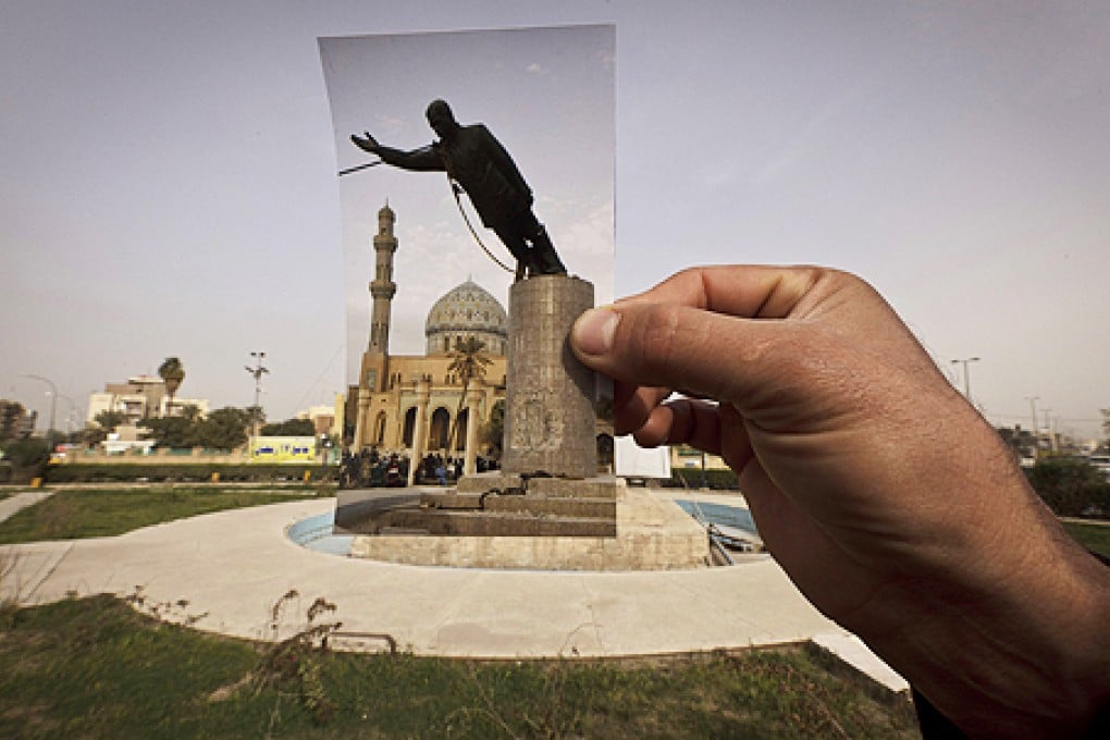 A photo shows where Saddam Hussein’s statue stoof in central Baghdad’s Firdos Square. Photo: AP