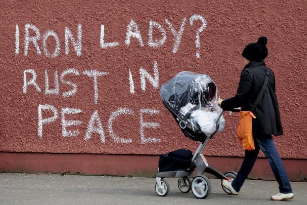 Anti Margaret Thatcher graffiti in west Belfast. The IRA targeted Thatcher in the 1984 Brighton bombing over her hard stance in the 1981 hunger strikes. Photo: AP