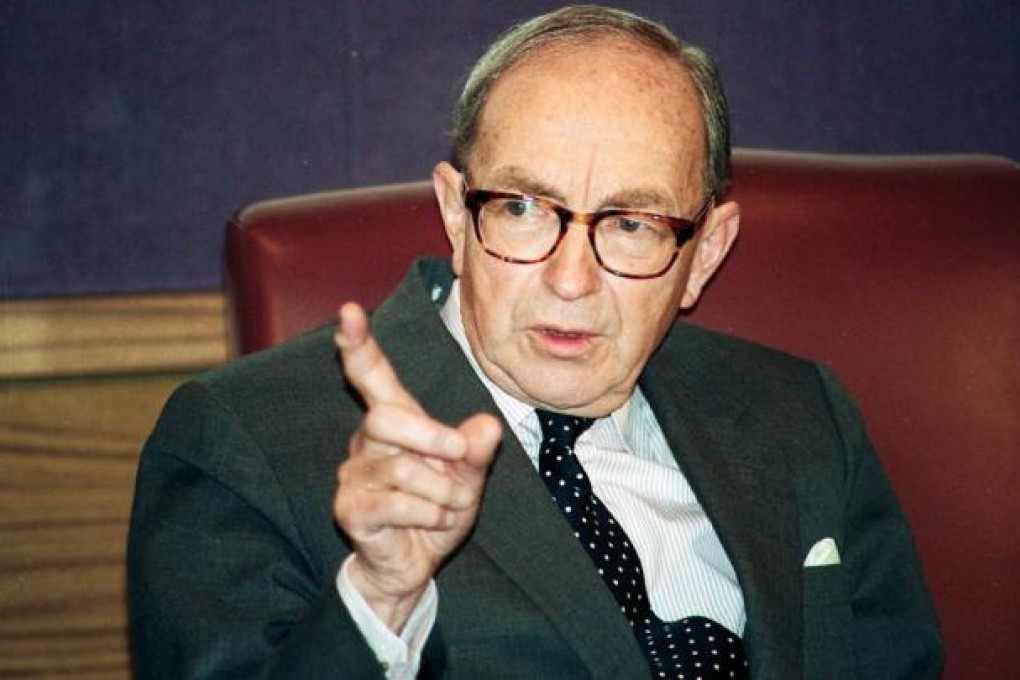 Sir Percy Cradock, former Foreign Affairs Advisor to the British Prime Minister. Photo: SCMP