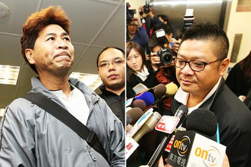 Ng Shu-ming and Dick Wong, representatives for the striking dock workers and Everbest Port Services. Photos: Felix Wong