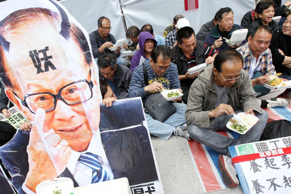 Workers held a lunch protest in Central. Photo: David Wong