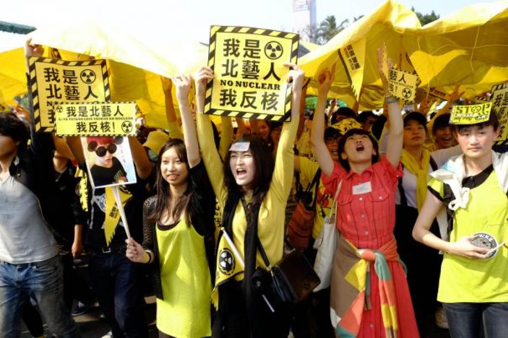 Protest in Taipei against a new nuclear plant. Photo: AP