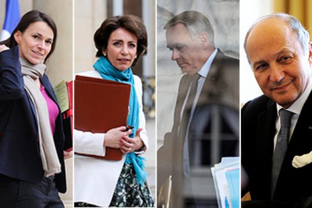 (From left to right) Culture Minister Aurelie Filippetti, Health and Social Affairs Minister Marisol Touraine, Prime Minister Jean-Marc Ayrault and Foreign Minister Laurent Fabius. Photos: EPA and AFP