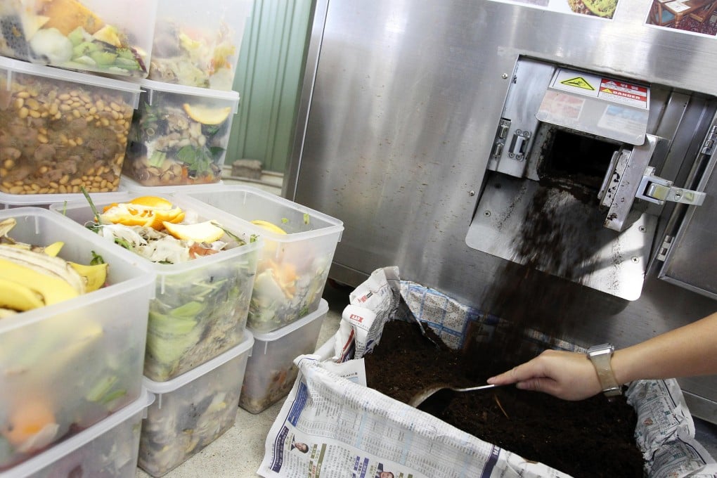 Food is sorted and placed into a machine that makes compost. Photos: Warton Li, May Tse