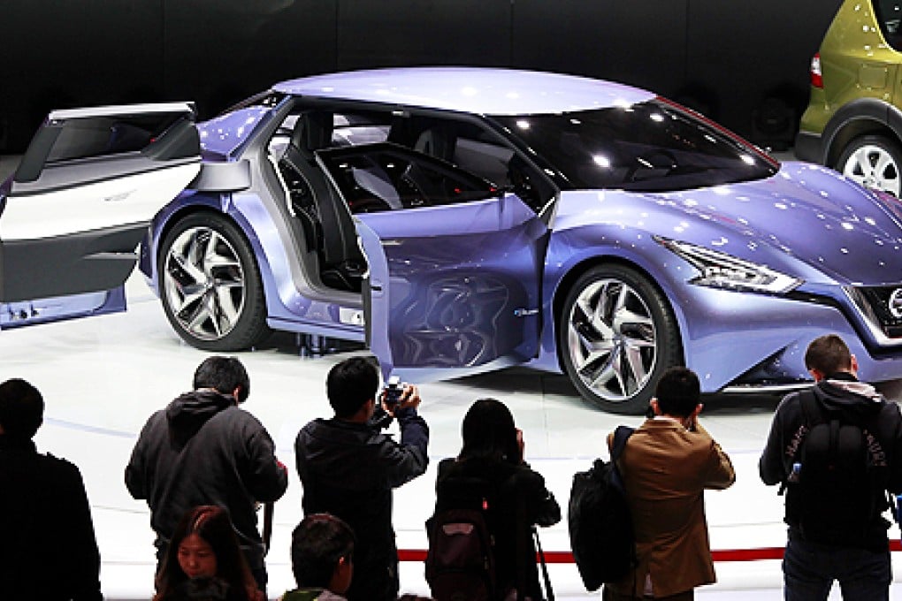 A prototype car from Nissan is viewed on the opening day of the Shanghai auto show on Saturday. Photo: Reuters