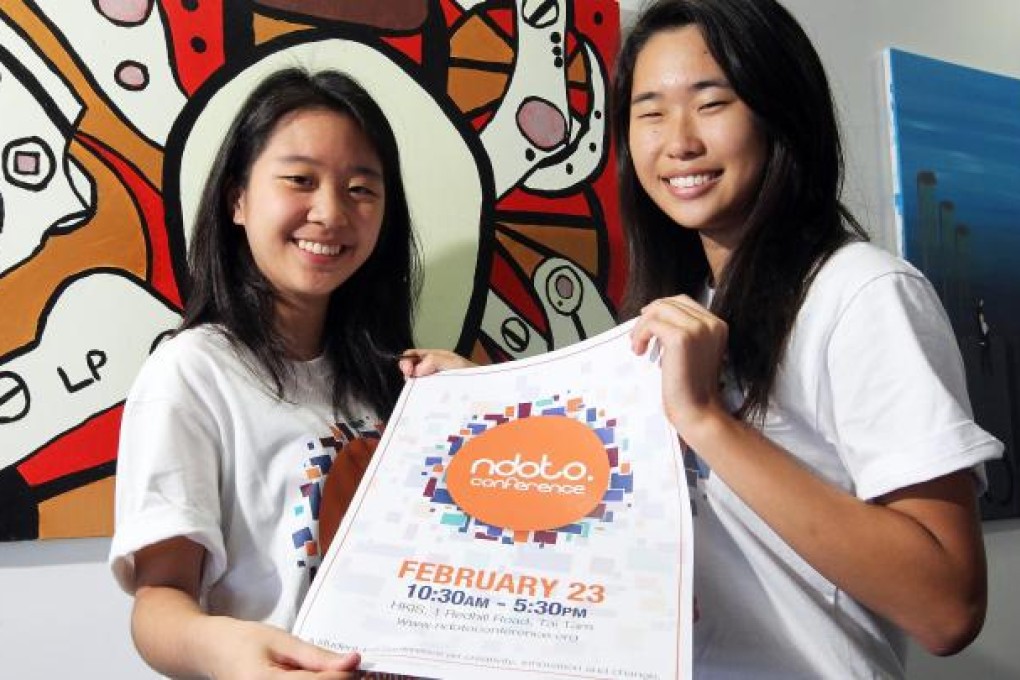 Students Karen Lee (left) and Anna Zhou started the Ndoto ball rolling with a conference at Hong Kong International School. Photo: Edmond So