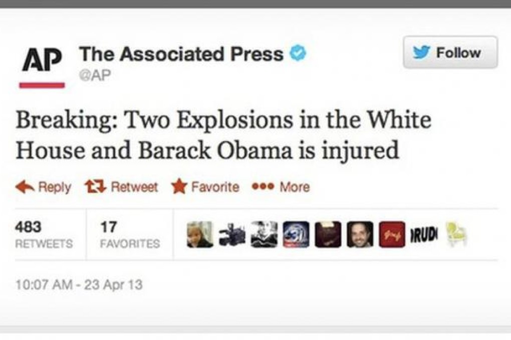 The false Twitter announcement from the hacked Associated Press account that caused shares to tumble