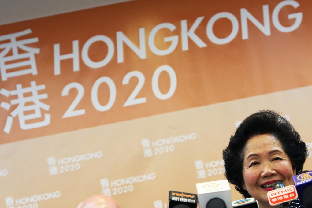 Anson Chan, the former No 2 in the government, hopes to push for political reform through her group "Hong Kong 2020". Photo: David Wong