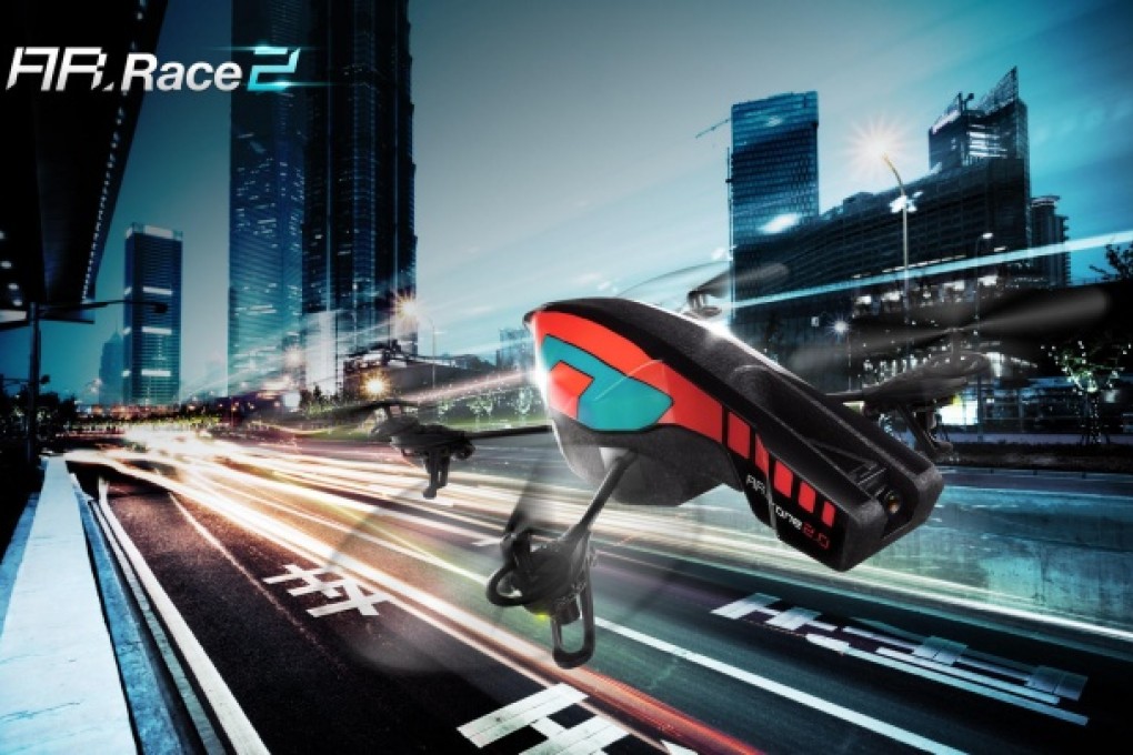 The Parrot AR.Drone 2.0. (above) is a smartphone-controlled quadricopter that uses Bluetooth and Wi-fi to fly through both the virtual and real worlds.