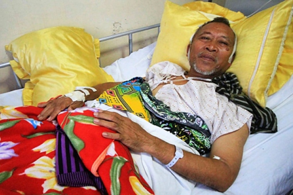 Mayor Abdulmalik Manamparan of Nunungan town, recuperates at a hospital in Iligan City, Lanao del norte province, on the southern island of Mindanao on Friday. Photo: AFP