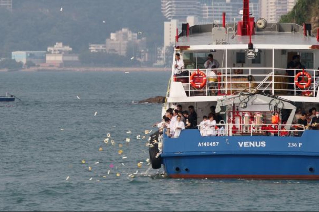 A Taoist ritual was held to mourn those who were killed in vessel collision off Lamma Island. Photo: Nora Tam