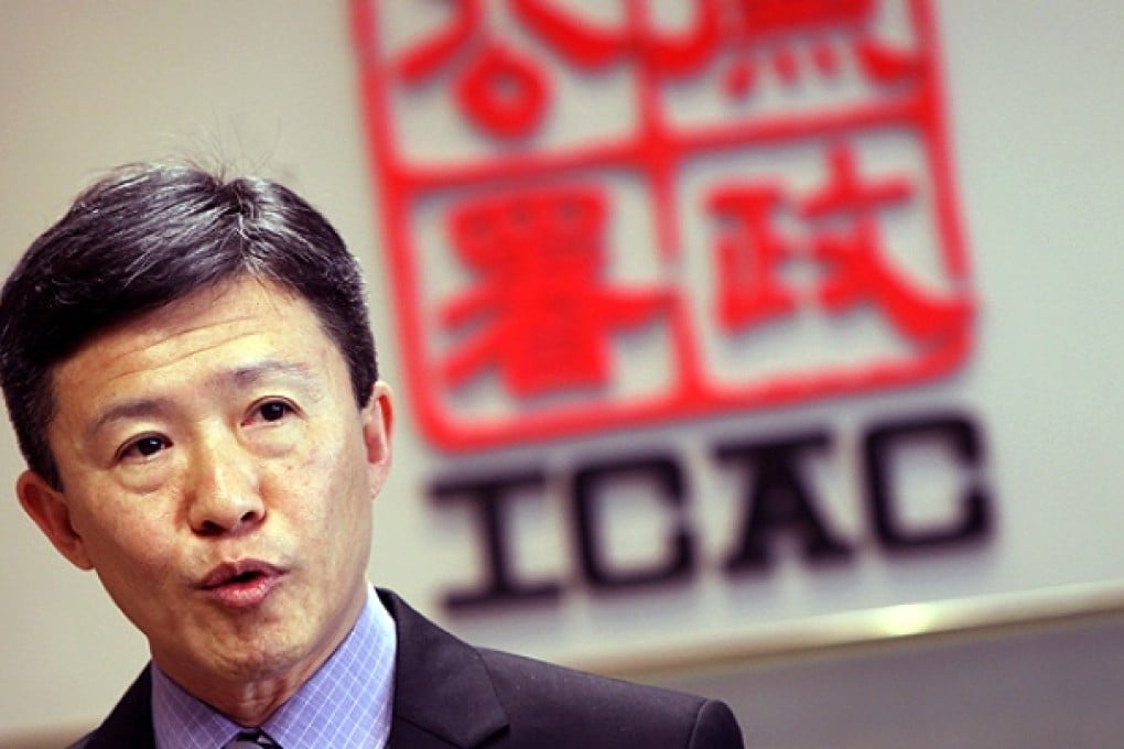 ICAC commissioner Simon Peh Yun-lu speaks to media at the ICAC headquarters in North Point. Photo: David Wong
