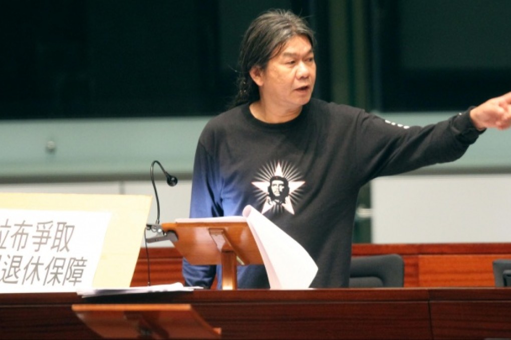 Lawmaker Leung Kwok-hung at the debate. Photo: Edward Wong