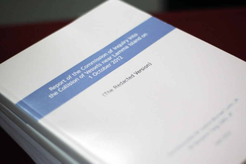 Report into the Lamma ferry collision. Photo: Dickson Lee