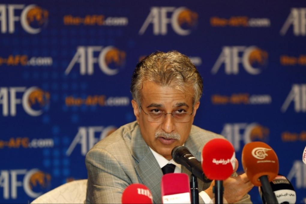 Sheikh Salman bin Ibrahim al-Khalifa of Bahrain, new president of the Asian Football Confederation, speaks after the vote. Photo: AP
