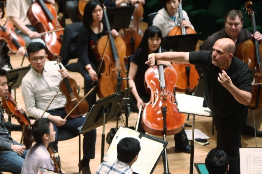 Jaap van Zweden rehearses in Tsim Sha Tsui. Photo: Jonathan Wong