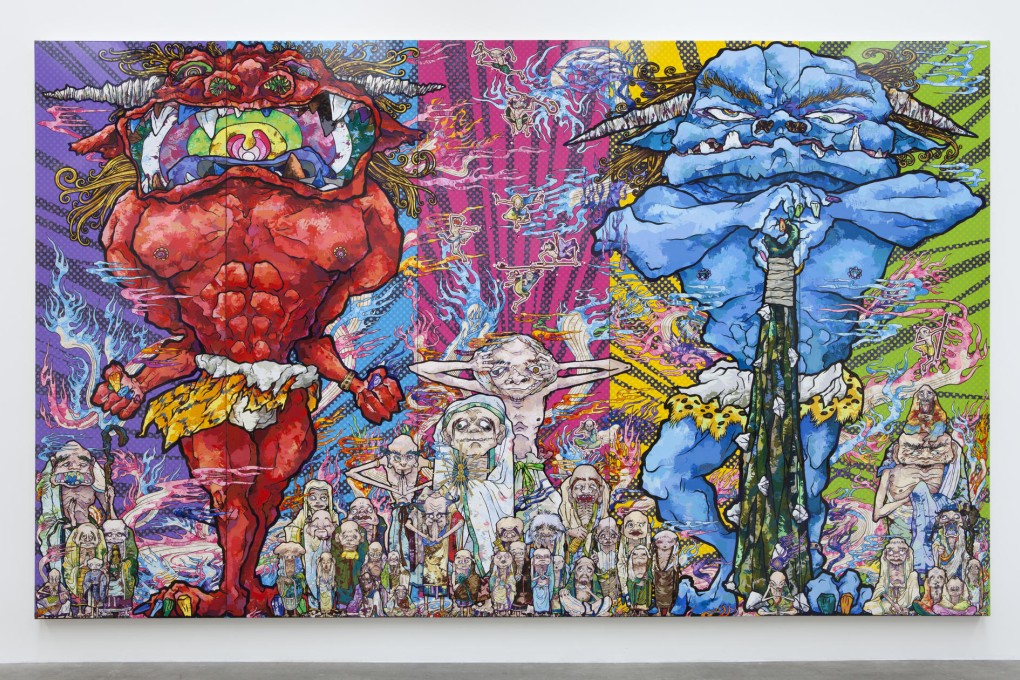 Red Demon and Blue Demon with 48 Arhats. Photos: Takashi Murakami, Blum & Poe