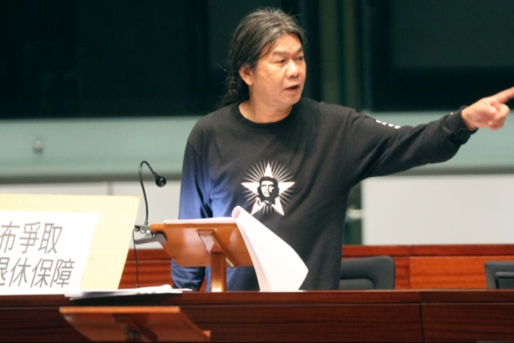 Lawmaker Leung Kwok-hung at the debate. Photo: Edward Wong