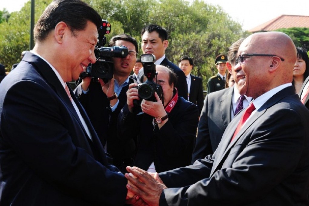 Xi Jinping with South African leader Jacob Zuma. Photo: EPA