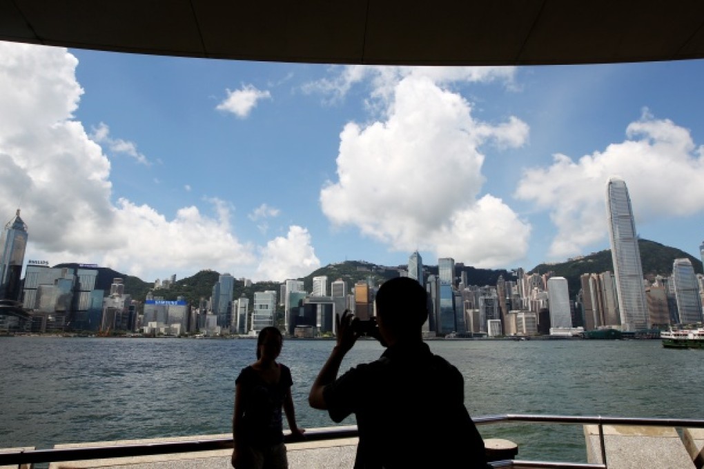 This picture shows office buildings on Hong Kong Island and the skyline of Hong Kong under a clear sky. Photo: David Wong