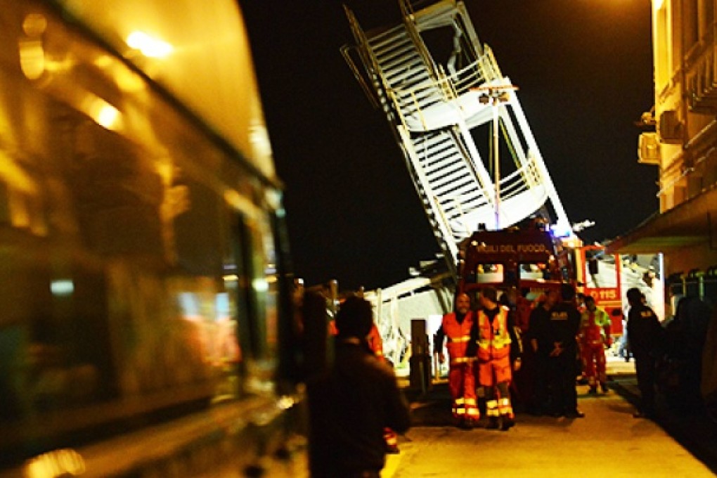 A control tower in the port of Genoa, Italy, was damaged. Photo: AFP