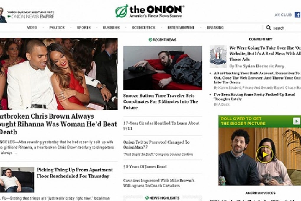 The Twitter feed of The Onion was hacked by a group calling itself the Syrian Electronic Army