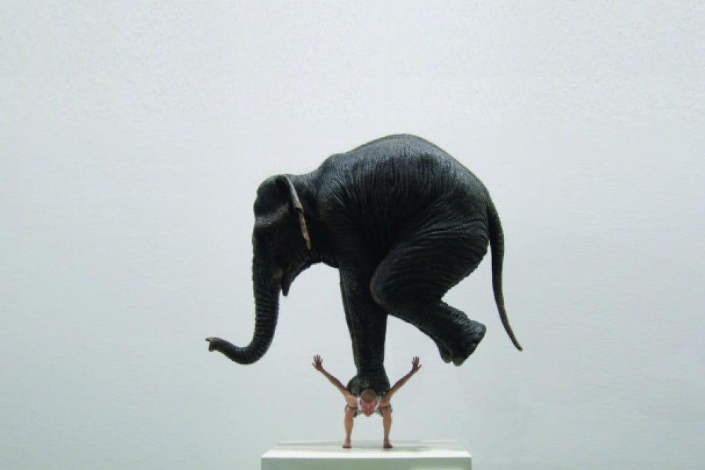 Merelle's elephant sculpture is the centrepiece of the artist's first solo exhibition in the city. Photo: Edouard Malingue Gallery