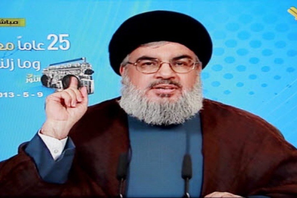 TV grab from Al-Manar television shows Hezbollah leader Hassan Nasrallah during a televised speech, in Beirut, Lebanon. Photo: EPA