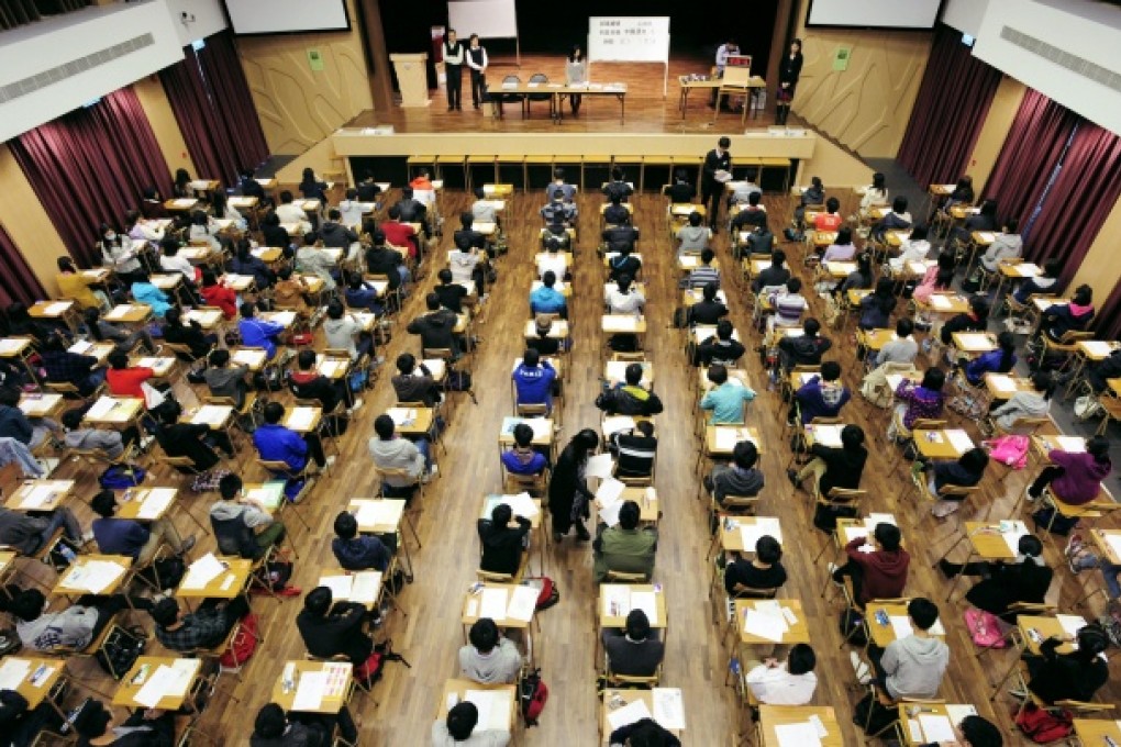 Candidates sit for an exam at a school in Kowloon. Photo: SCMP Pictures