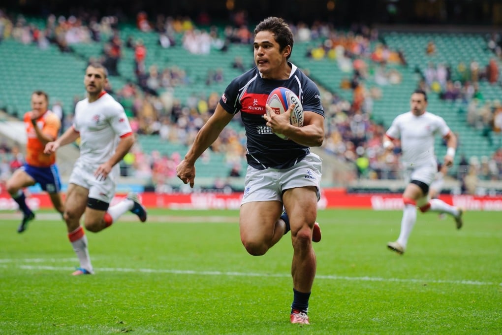 Hong Kong captain Rowan Varty powers away for a try against Georgia. Photo: SCMP