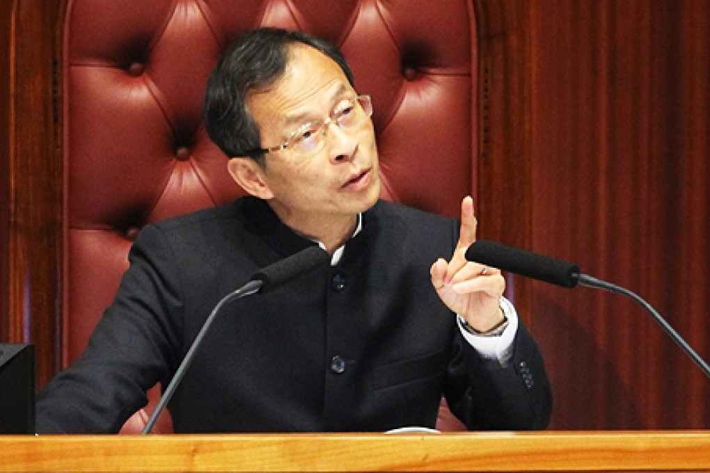 Legco pressident Jasper Tsang Yok-sing speaks at the council in Tamar last month. Photo: Edward Wong