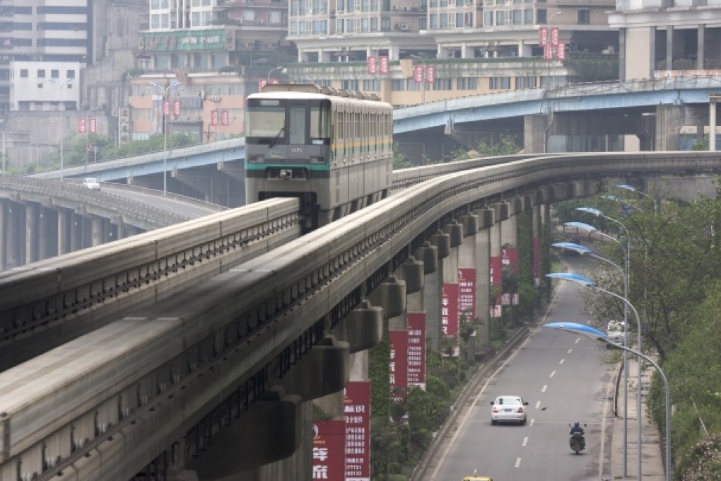 A monorail system like the one installed in Chongqing shown in the picture is not suited in Kai Tak. Photo: Ricky Wong