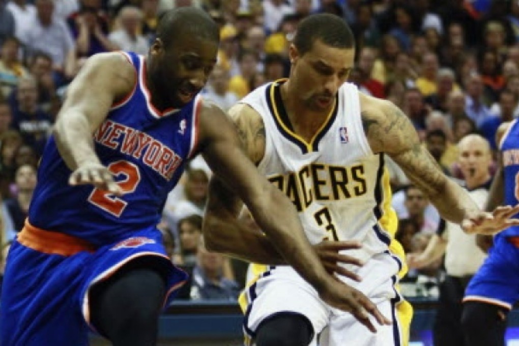 New York Knicks guard Raymond Felton (2) and Indiana Pacers guard George Hill during the second half of their NBA Eastern Conference second round playoff game in Indiana. Photo: Reuters