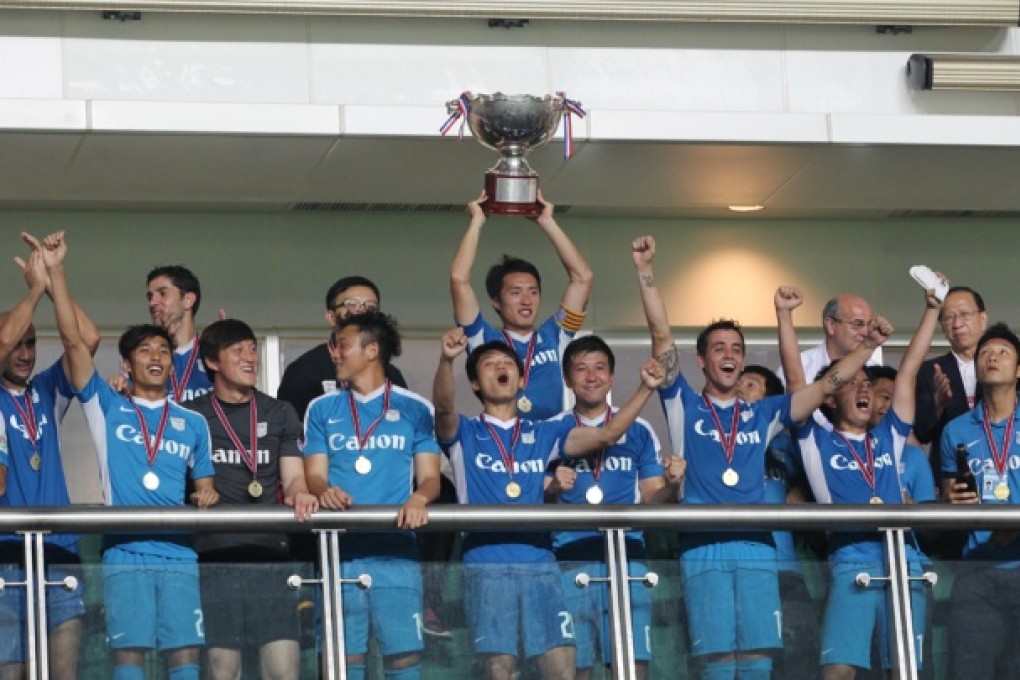 Kitchee celebrates after winning the FA Cup