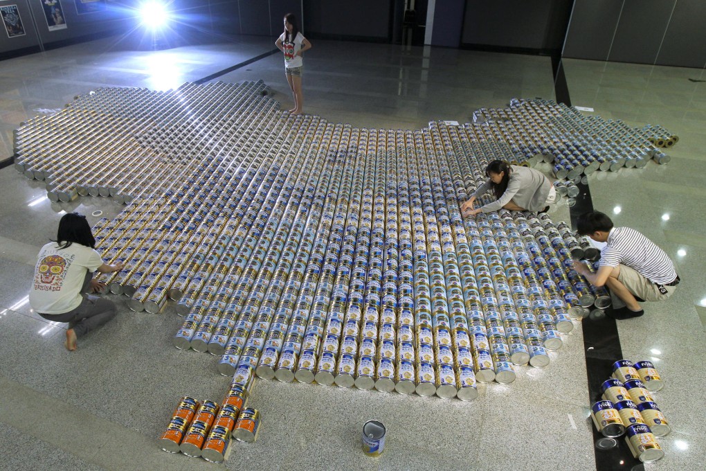 Ai Weiwei's installation Baby Formula (2013) questions the furore over the high demand for infant formula. Photo: K. Y. Cheng