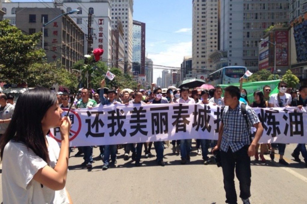 Kunming residents protest against a petrochemical project, May 16, 2013. Photo provided by an anonymous protester