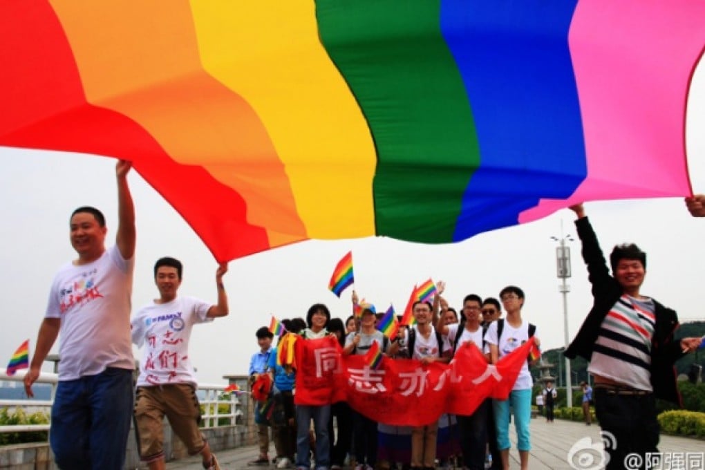A "pride parade" in Changsha on Friday. Photo: A Qiang