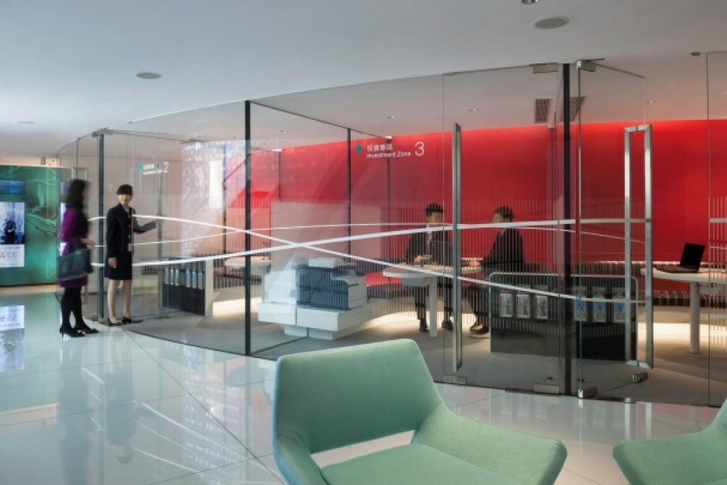 U-shaped seats allow you to sit beside your banker. Photo: One Space