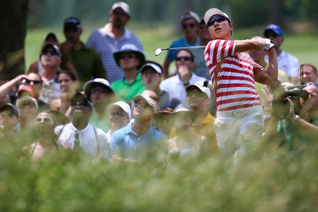 South Korea's Bae Sang-moon on his way to victory in the Byron Nelson Championship in Irving, Texas, his first victory on the PGA Tour. Photo: AFP