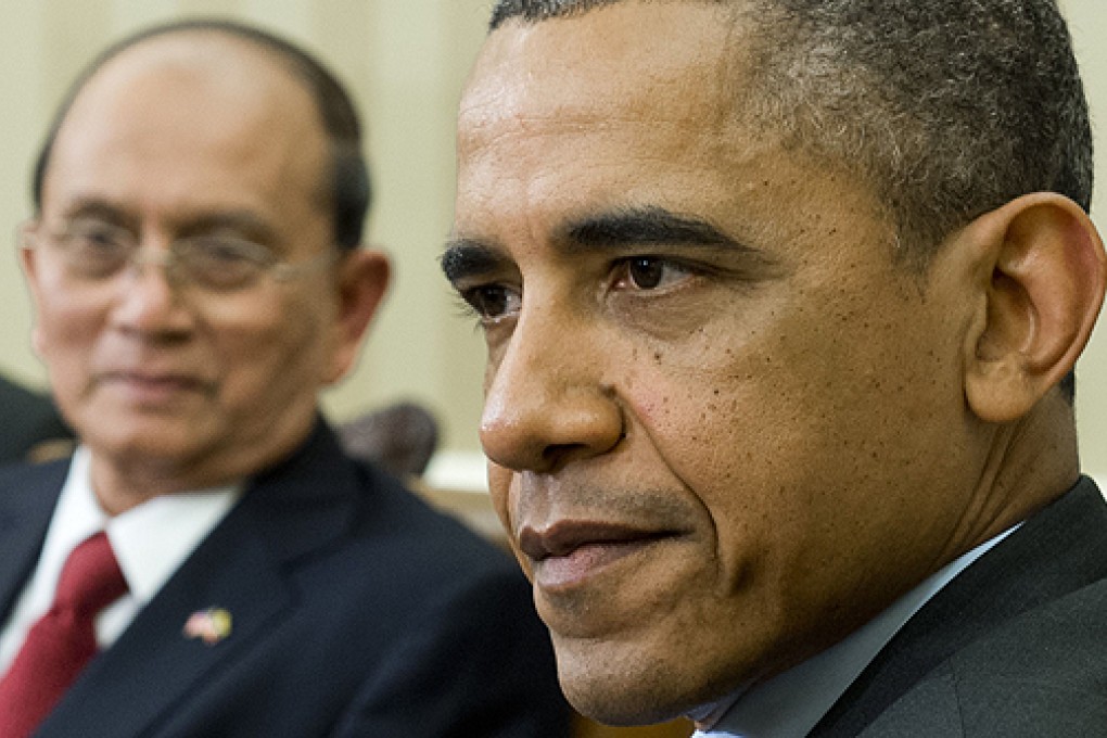 US President Barack Obama expressed to Myanmar counterpart Thein Sein (left) “deep concern” on the plight of Rohingya Muslim minority. Photo: AFP