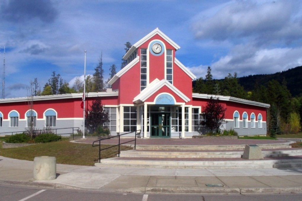 The town hall in Tumbler Ridge, whose community embraced 16 now-departed Chinese workers.