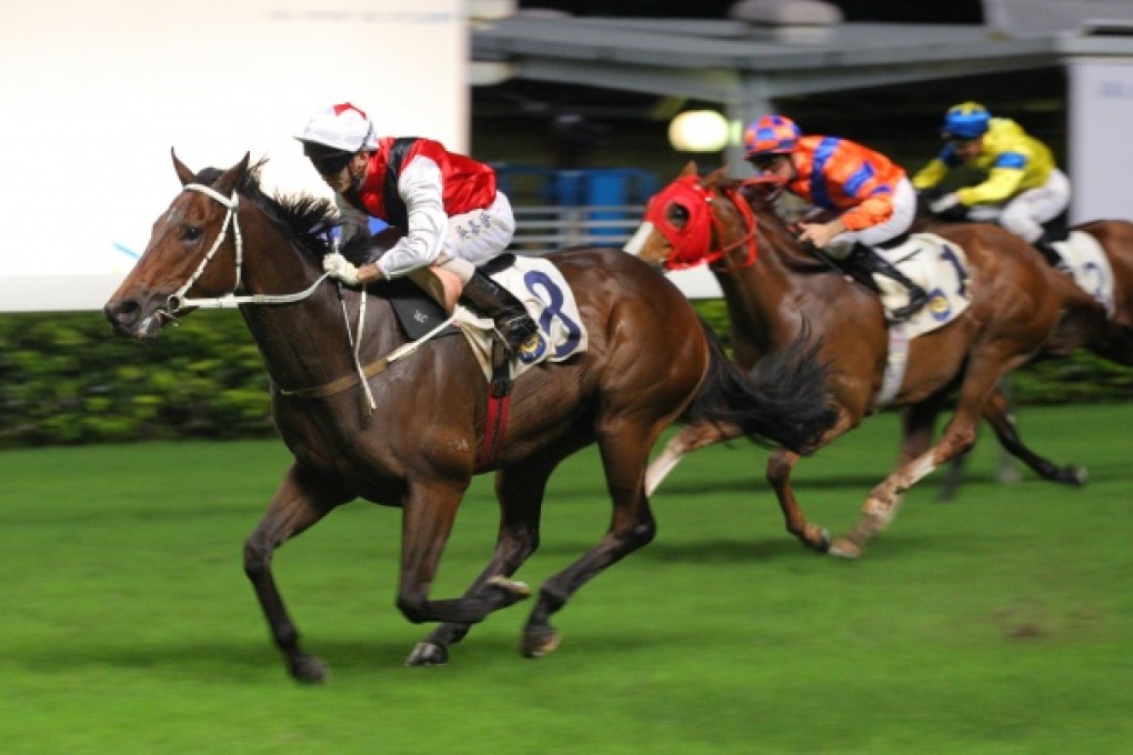 Alvin Ng pilots Multivictory to success in race six, which completed a training double for Tony Cruz. Photo: Kenneth Chan