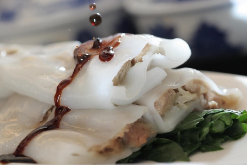 Steamed noodle rolls with pork liver. Photo: Paul Yeung