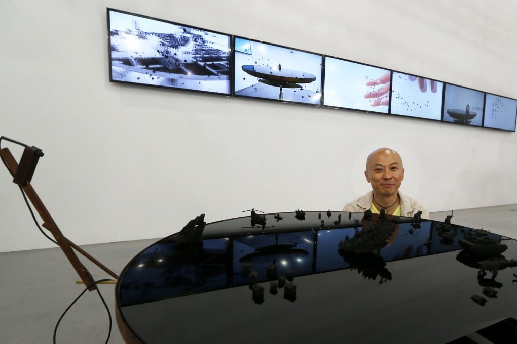 Hung Keung with his installation at Art Basel - Hong Kong.Photo: Sam Tsang