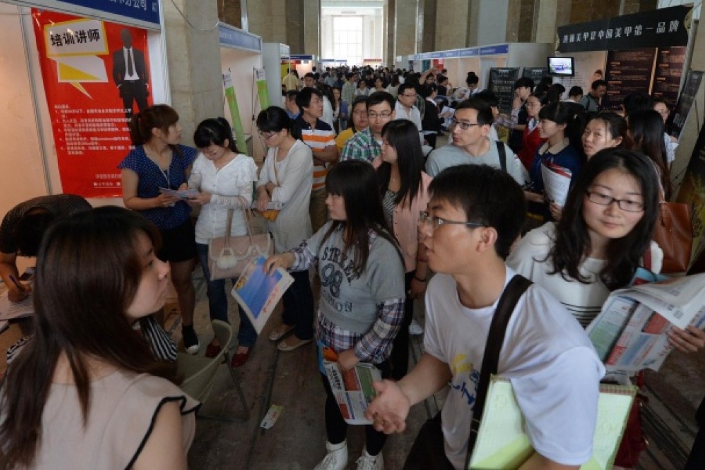 A job fair in Beijing last weekend. Photo: AFP